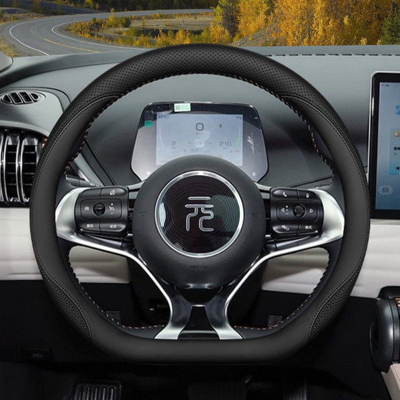 2024 Byd Yuan Plus Steering Wheel Cover 24 Yuan Up Yuan Pro Special Ultra-Thin Leather Car Handle Cover Winter - Image 1