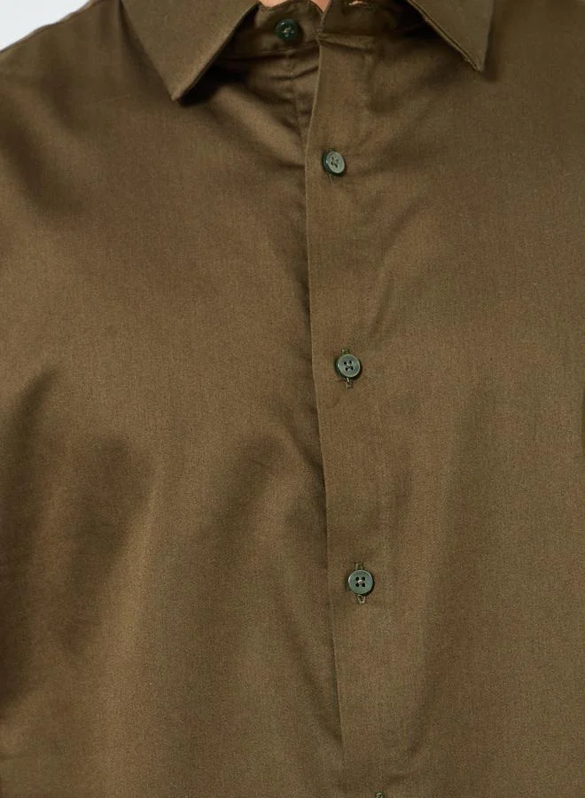 ستايلي قميص قطن ليكرا بقصة ضيقة وأكمام طويلة للرجال