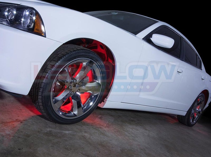 LEDGlow 4pc Red LED Wheel Well Fender Light Kit - Flexible Waterproof Tubes with Wireless Remote - Image 4