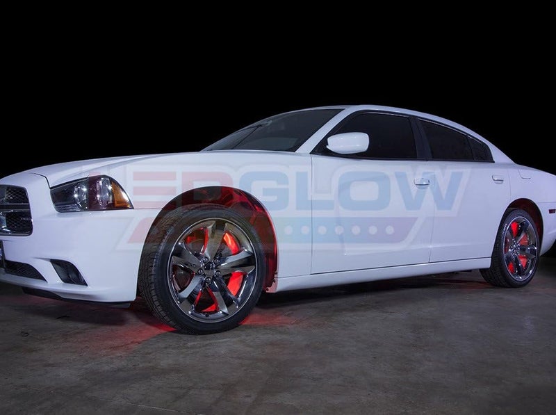 LEDGlow 4pc Red LED Wheel Well Fender Light Kit - Flexible Waterproof Tubes with Wireless Remote - Image 3