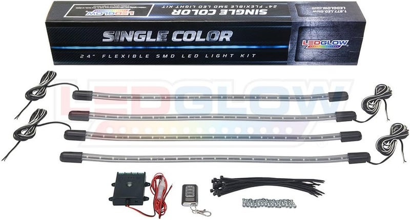 LEDGlow 4pc Red LED Wheel Well Fender Light Kit - Flexible Waterproof Tubes with Wireless Remote - Image 2
