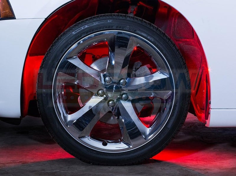 LEDGlow 4pc Red LED Wheel Well Fender Light Kit - Flexible Waterproof Tubes with Wireless Remote - Image 5