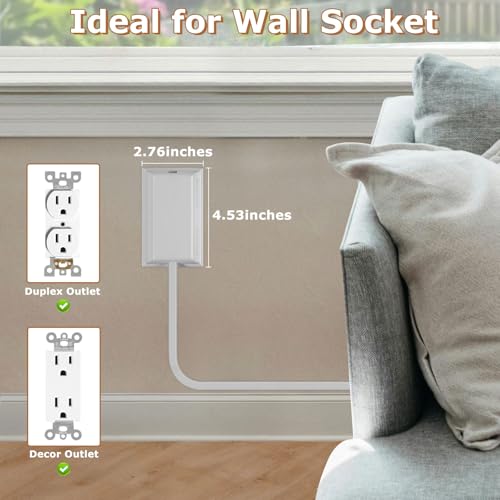 Terficer Outlet Cover Extension Cord 3 Feet, Ultra-Thin Outlet Concealer with Flat Plug Power Strip 5 AC Outlets, Childproof Flat Extension Cord Outlet Cover, 1875W for Kitchen, Home, Office - Image 2
