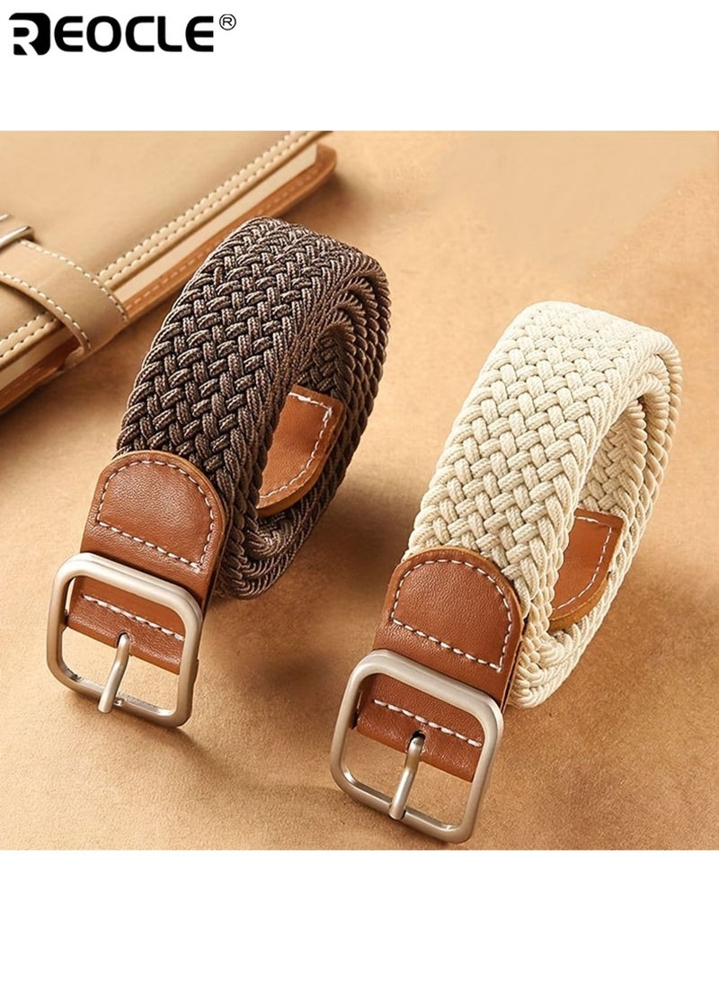 REOCLE Women's Canvas Belt with Square Buckle Trendy Design No-Drill Installation Durable Material Adjustable Length Stylish Versatile Suitable for Casual Formal Wear Parties Weddings Daily Use Ideal Trendy Accessory for Men Women Adults(105cm) - Image 4