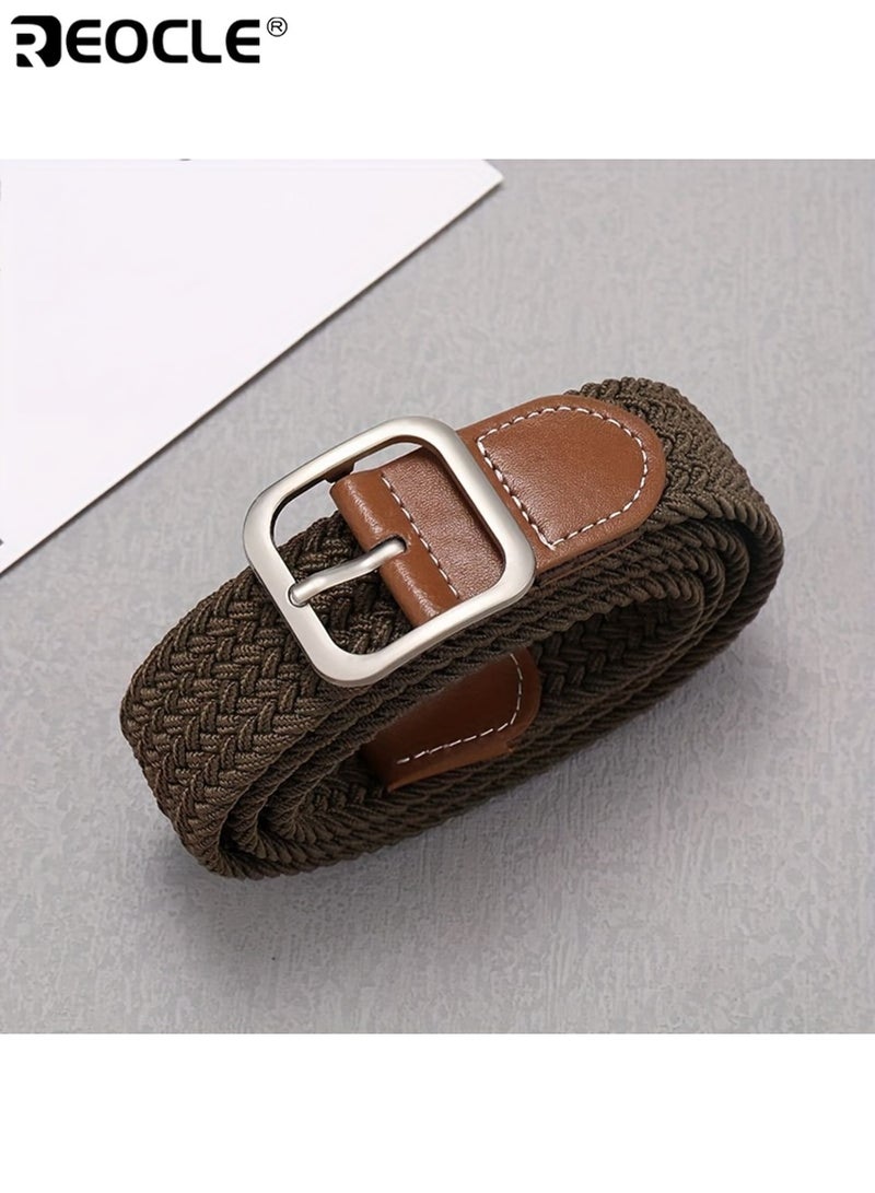 REOCLE Women's Canvas Belt with Square Buckle Trendy Design No-Drill Installation Durable Material Adjustable Length Stylish Versatile Suitable for Casual Formal Wear Parties Weddings Daily Use Ideal Trendy Accessory for Men Women Adults(105cm) - Image 2