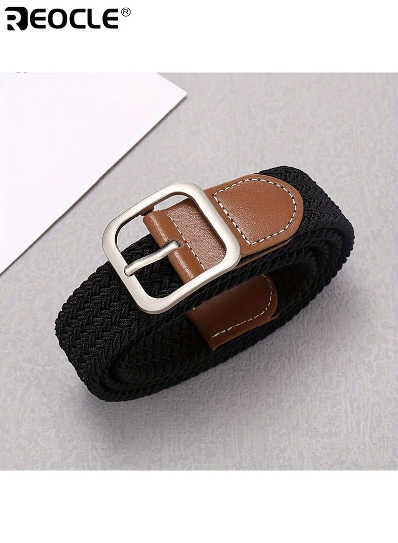 REOCLE Women's Canvas Belt with Square Buckle Trendy Design No-Drill Installation Durable Material Adjustable Length Stylish Versatile Suitable for Casual Formal Wear Parties Weddings Daily Use Ideal Trendy Accessory for Men Women Adults(105cm) - Image 3