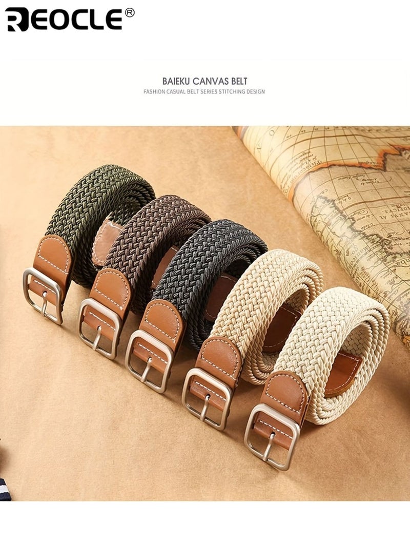 REOCLE Women's Canvas Belt with Square Buckle Trendy Design No-Drill Installation Durable Material Adjustable Length Stylish Versatile Suitable for Casual Formal Wear Parties Weddings Daily Use Ideal Trendy Accessory for Men Women Adults(105cm) - Image 5
