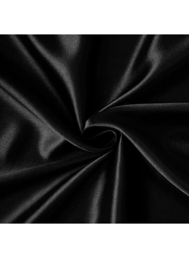 Encasa XO Encasa XO Solid Black Silky Satin Fabric Material By Meter | 110 Cm Width, Silk & Shiny Fabrics | Fabric For Scrunchies, Dress, Pillowcases, Pajamas, Evening Dress, Diy | (1 Meter)  - Image 1