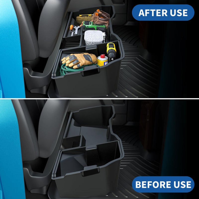 oEdRo Upgraded Rear Under Seat Storage Box Compatible with 2014-2018 Chevy Silverado/GMC Sierra 1500 Double Cab, 19 Silverado LD/Sierra Limited; 2015-2019 2500HD/3500HD - 2-in-1 Max Organizer - Image 4