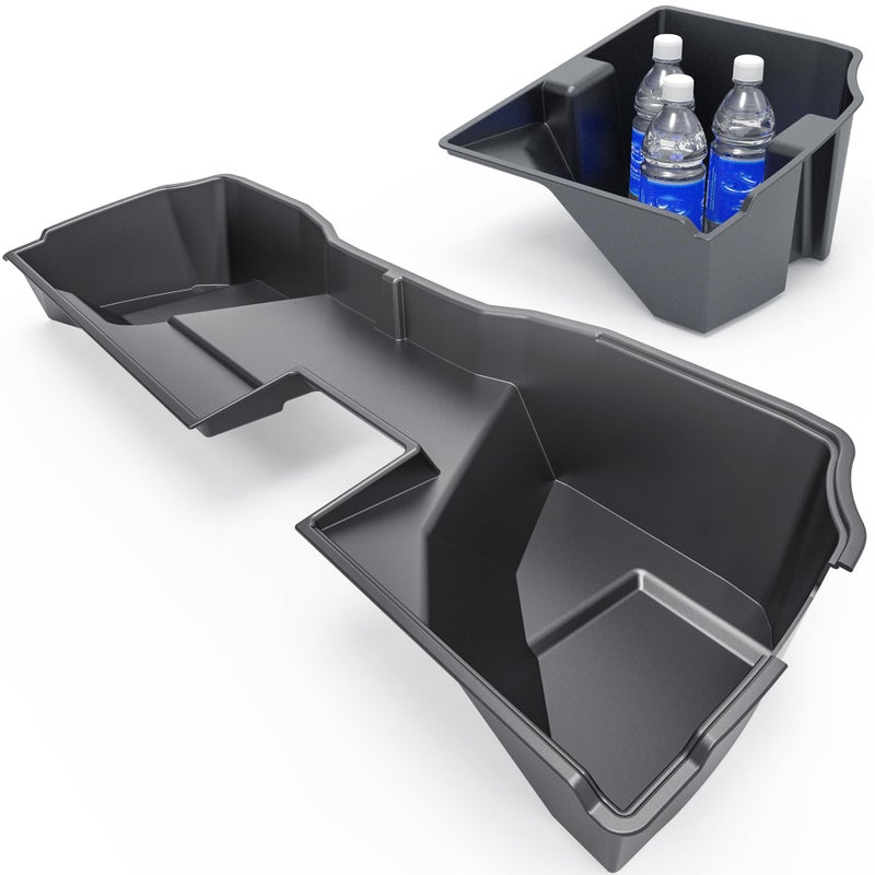 oEdRo Upgraded Rear Under Seat Storage Box Compatible with 2014-2018 Chevy Silverado/GMC Sierra 1500 Double Cab, 19 Silverado LD/Sierra Limited; 2015-2019 2500HD/3500HD - 2-in-1 Max Organizer - Image 1
