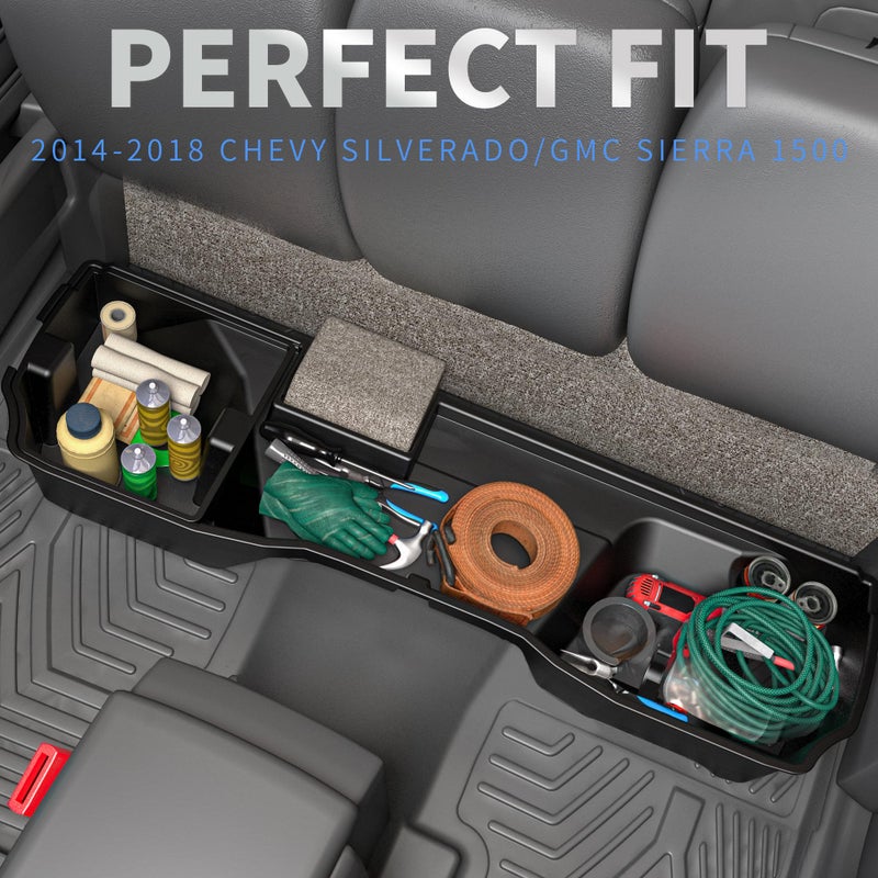 oEdRo Upgraded Rear Under Seat Storage Box Compatible with 2014-2018 Chevy Silverado/GMC Sierra 1500 Double Cab, 19 Silverado LD/Sierra Limited; 2015-2019 2500HD/3500HD - 2-in-1 Max Organizer - Image 3