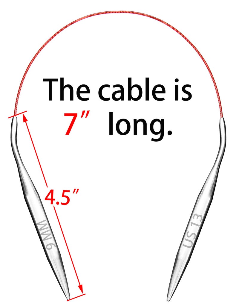cuteDIY Circular Knitting Needles 16 Inch Set Round Metal Kit Size 13 10 8 6 2.5 0 (Etched US&mm, Color-Coded Cable, Smooth Join) - Image 4