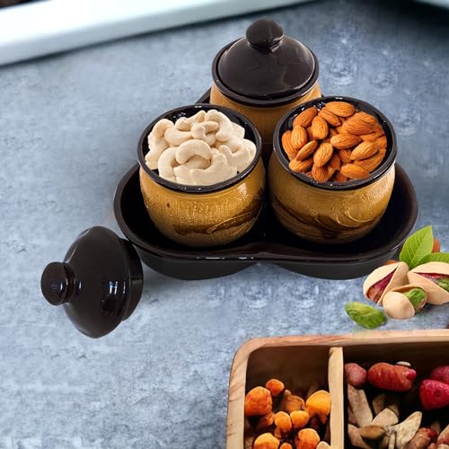 Xtore Ceramic Pickle Jar Set For Dining Table With Tray and Lid (Pack of 1, Brown) - Image 5