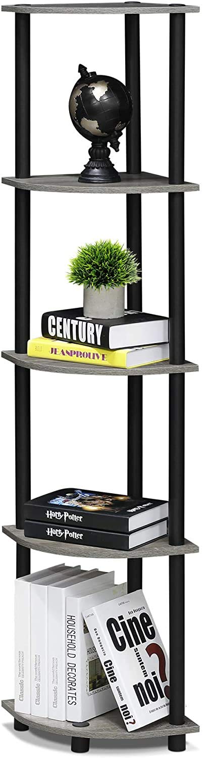 Ash  Roh Ash Roh 5Tier Corner Display Rack Multipurpose Shelving Unit Rack Shelf with Metal Frame Corner Shelving for Bedroom Living Room H49 Ft W 2 Ft D1 Ft 5Tier Corner Rack  - Image 1