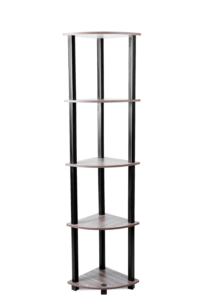 Ash  Roh Ash Roh 5Tier Corner Display Rack Multipurpose Shelving Unit Rack Shelf with Metal Frame Corner Shelving for Bedroom Living Room H49 Ft W 2 Ft D1 Ft 5Tier Corner Rack  - Image 3