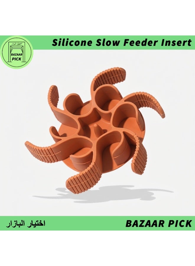 Adjustable Silicone Bowl Transformer/Insert - Instant Slow Feeder Upgrade for Your Favorite Designer Pet Bowls - Sustainable Trimmable Design - Anti-Choke & Non-slip - Orange - Image 1