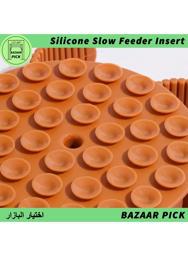 Adjustable Silicone Bowl Transformer/Insert - Instant Slow Feeder Upgrade for Your Favorite Designer Pet Bowls - Sustainable Trimmable Design - Anti-Choke & Non-slip - Orange - Image 3
