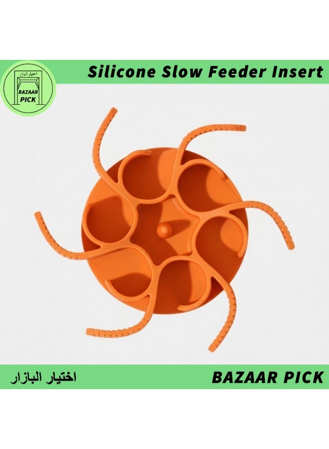 Adjustable Silicone Bowl Transformer/Insert - Instant Slow Feeder Upgrade for Your Favorite Designer Pet Bowls - Sustainable Trimmable Design - Anti-Choke & Non-slip - Orange - Image 2