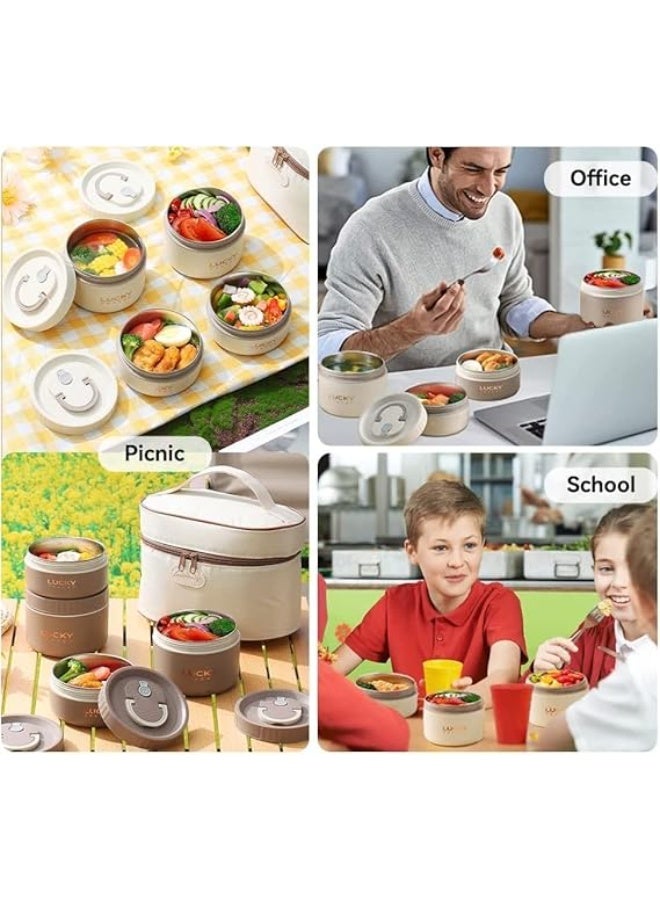 طقم لانش بوكس حراري مع شنطة عازلة للحرارة، 4 في 1 - Image 3