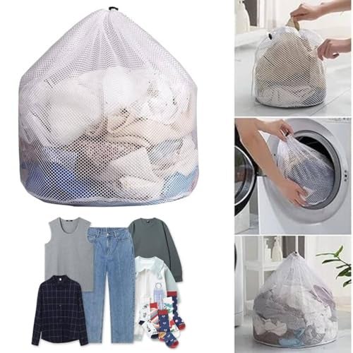 Prostuff.in® Washing Machine Mesh Laundry Bags For Clothes, Underwear, Lingerie, Bed Linen With Drawstring Closure Sturdy Washing Machine Clothes Protection Net (Size: 50x70 cm) 1 Pcs - Image 1