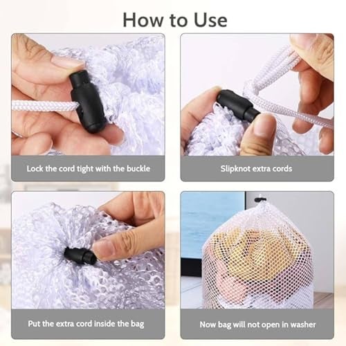 Prostuff.in® Washing Machine Mesh Laundry Bags For Clothes, Underwear, Lingerie, Bed Linen With Drawstring Closure Sturdy Washing Machine Clothes Protection Net (Size: 50x70 cm) 1 Pcs - Image 3