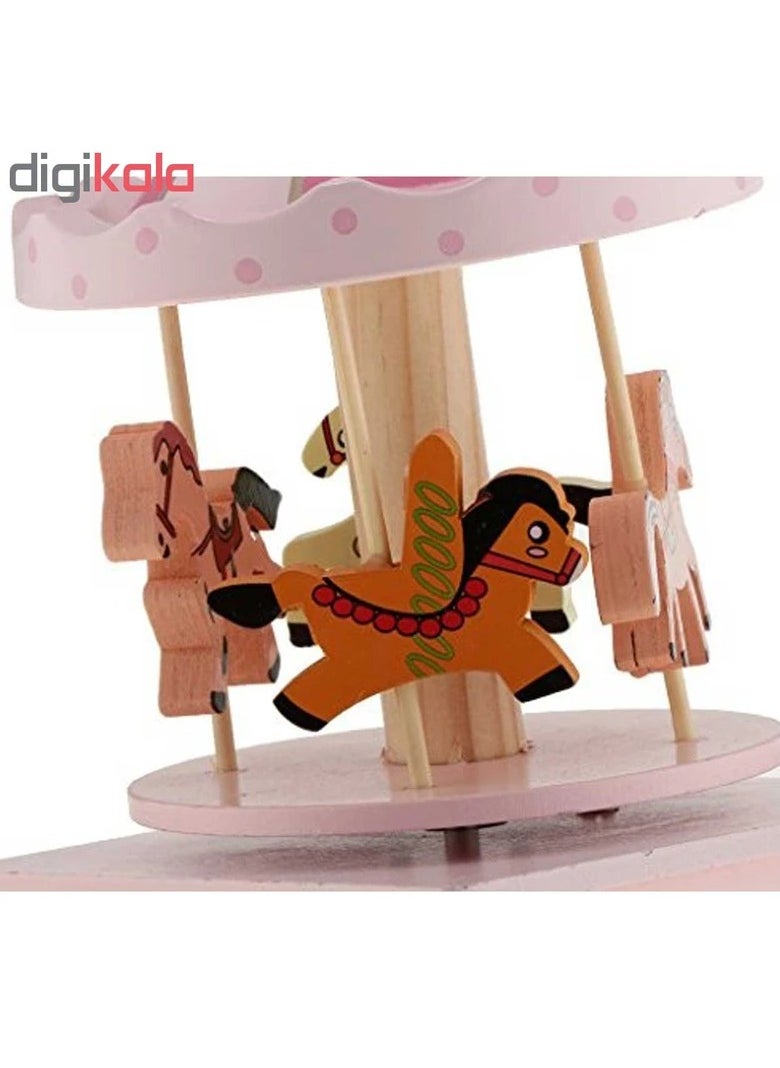 Generic - Plastic and metal carousel music box with a play park and a flying horse for children (pink color) - a carousel musical toy with music - Image 1