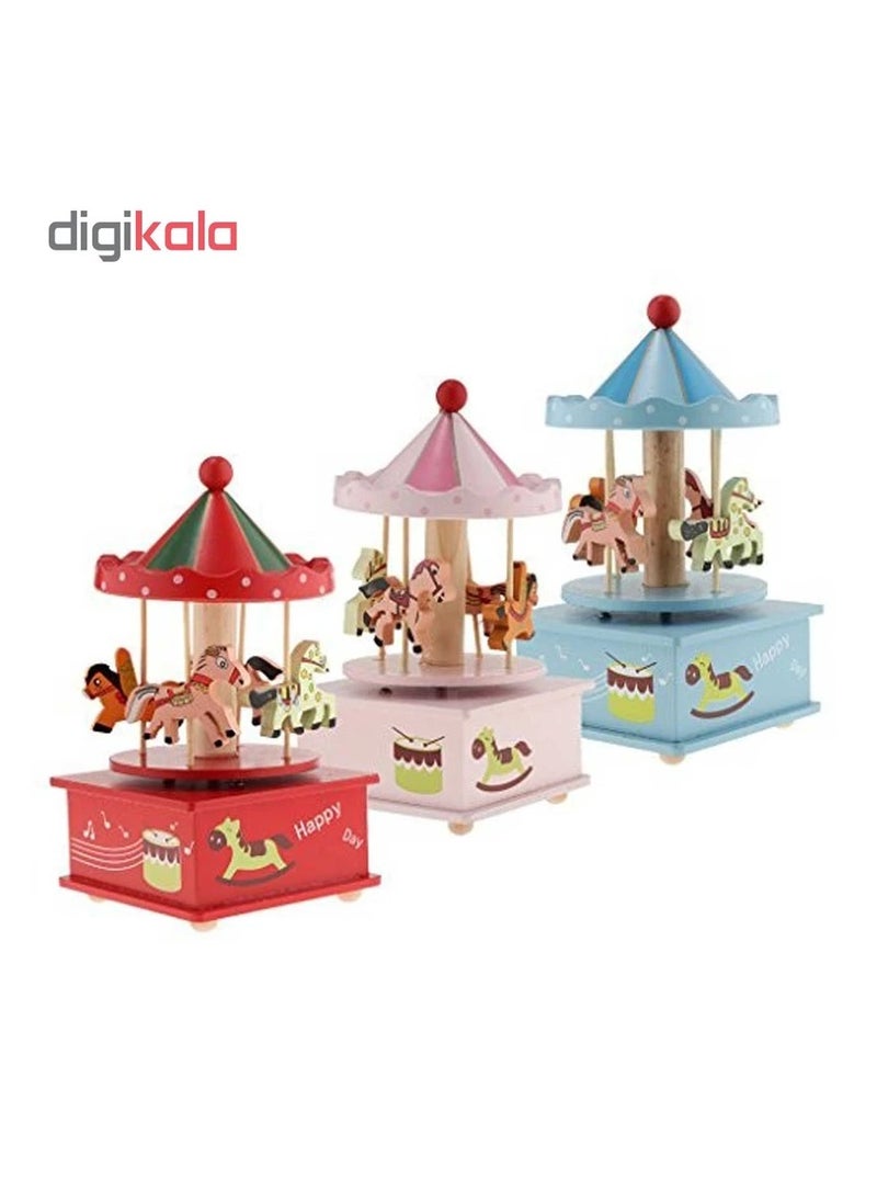 Generic - Plastic and metal carousel music box with a play park and a flying horse for children (pink color) - a carousel musical toy with music - Image 1