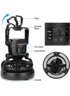 Ru syanl Portable LED Camping Lantern with Ceiling Fan – Tent Hanging Fan & Lantern Battery Operated Quiet & Lightweight for Outdoor & Emergency Use  - Image 4