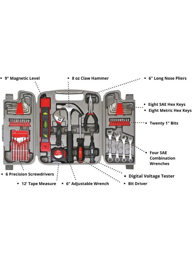 Apollo Apollo Tools Dt9408 53 Piece Household Tool Set With Wrenches, Precision Screwdriver Set And Most Reached For Hand Tools In Storage Case, Red  - Image 3