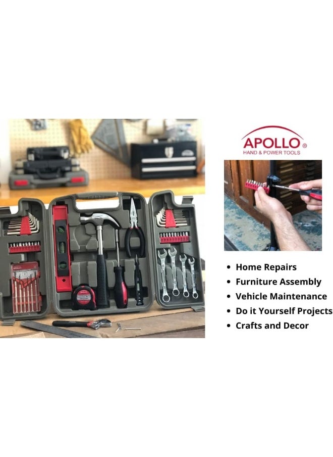 Apollo Apollo Tools Dt9408 53 Piece Household Tool Set With Wrenches, Precision Screwdriver Set And Most Reached For Hand Tools In Storage Case, Red  - Image 4