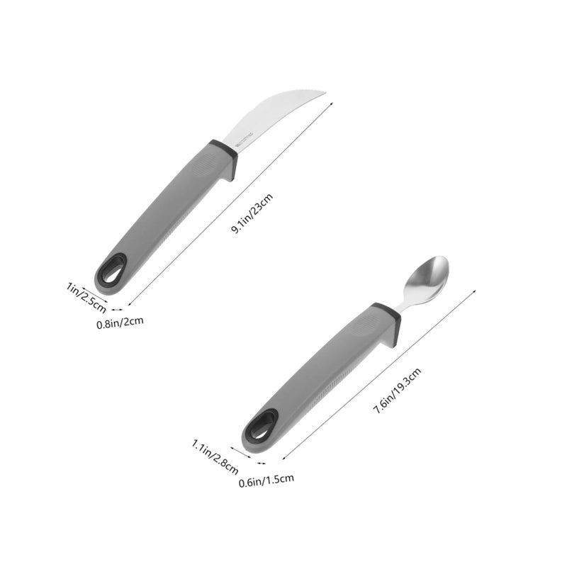 5Pcs Adaptive Eating Utensils Set Ergonomic Stainless Steel Silverware With Comfortable TPR Handles For Daily Dining And Rehabilitation Use Color Silver - Image 3