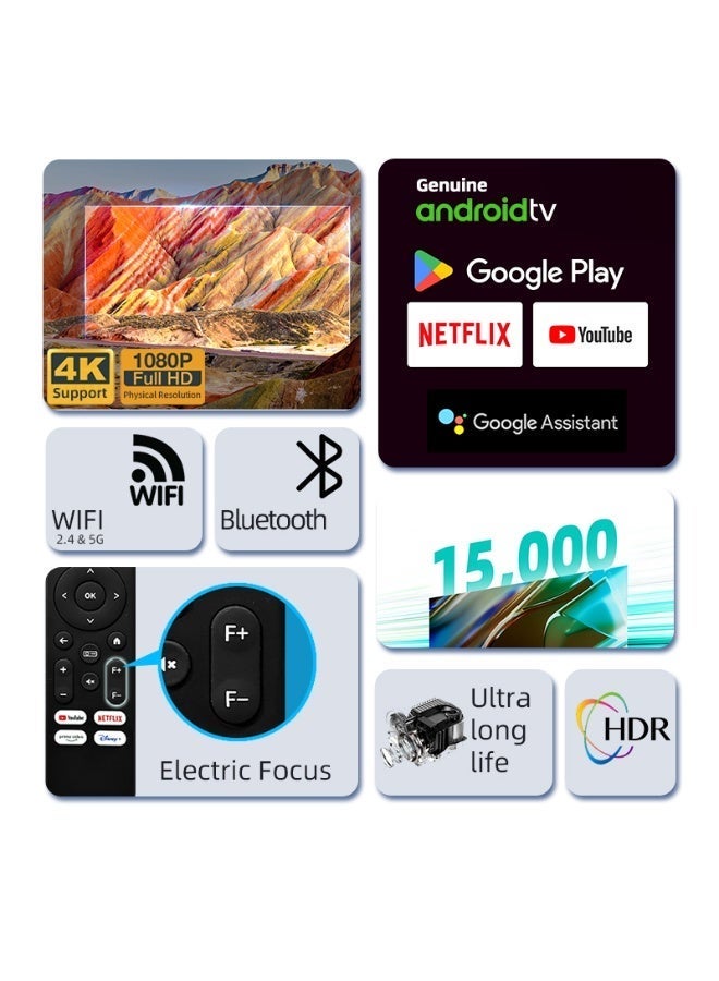 AUN U001 HD Smart Digital Projector Android 1080P 4K for Home Theater Gaming Business & Education - Image 3