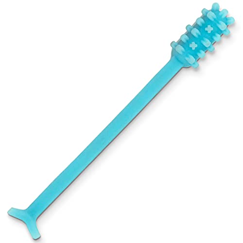 Denture Dart V2 Hard Plastic Denture Gel Adhesive Remover Remove Denture Gel Adhesive from Mouth Gums Denture Glue Removal Tool Oral Hygiene Scraper wTextured Grip and Rigid Bristles - Image 1