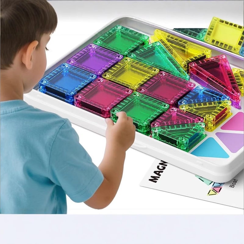 Magnetic Tiles Educational Building Blocks Set with Iron Storage Box - Image 3