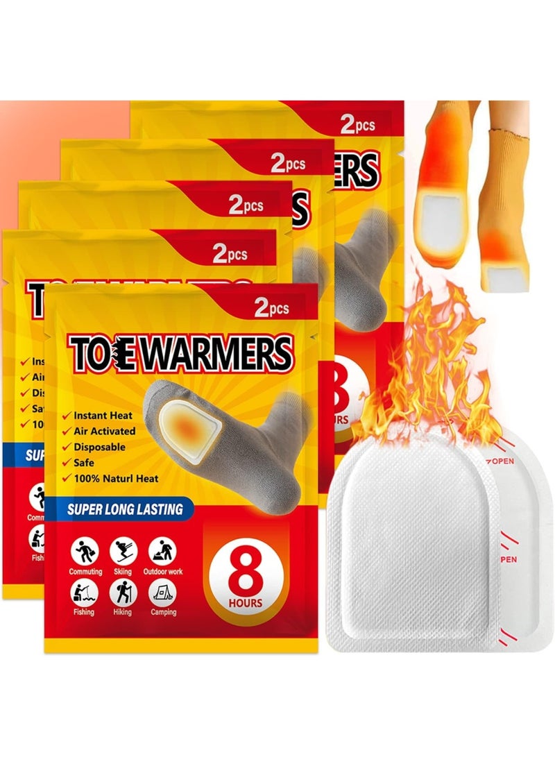 سخانات القدم 10 عبوات، وسادة حرارة قابلة للاستخدام مرة واحدة، سخانات يد ساخنة، تدوم طويلاً وآمنة وطبيعية بدون رائحة، مثالية للتخييم، التزلج في الهواء الطلق، والسفر - Image 1