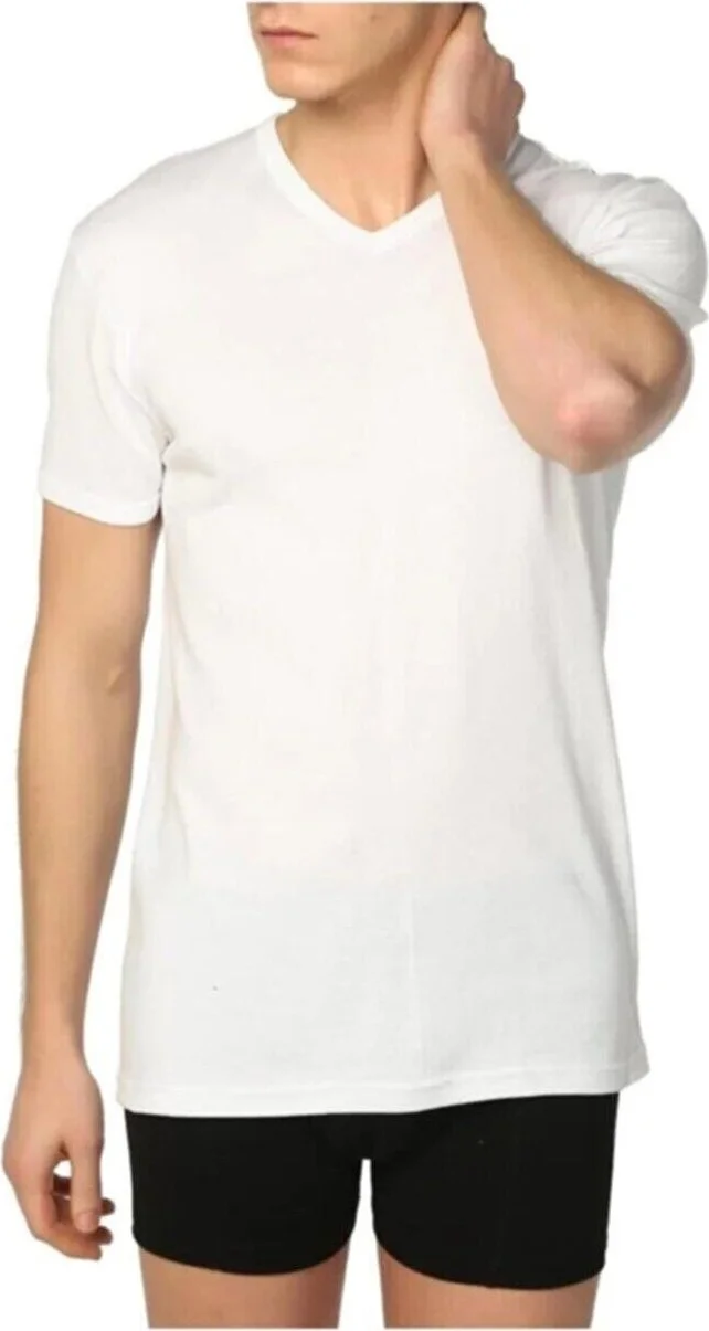 Gümüş Silver Men's V-Neck Sleeve Undershirt 4051 - 3 Pieces