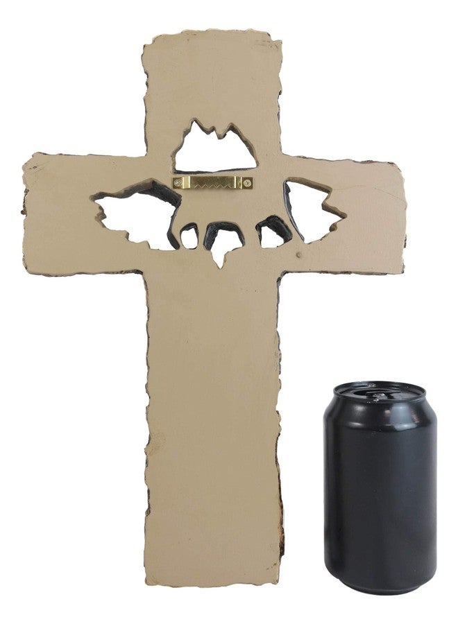 Ebros Gift 14" Tall Rustic Western Black Bear With Paw Prints Wall Cross Decor Hanging Plaque Distressed Wood Look Sculpture Catholic Christian Country Bears Cubs Cabin Lodge Accent Decorative Crosses - Image 4