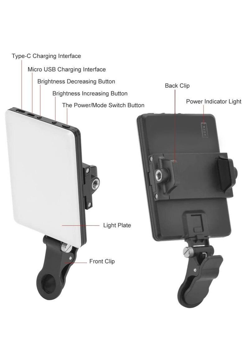 60 ليد عالية الطاقة قابلة للشحن كليب ملء ضوء الفيديو مع الأمامي والخلفي كليب تعديل 3 طرق الضوء للهاتف آيفون أندرويد باد محمول للماكياج تيك توك سيلفي مدونة فيديو مؤتمر الفيديو - Image 5