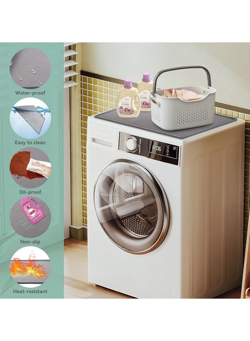 Arabest حماية سطح الغسالة والمجفف، 23.6 بوصة × 19.7 بوصة حصيرة مطاطية سيليكون للغسالة والمجفف، غطاء علوي مقاوم للانزلاق وقوي ومائي وقابل للغسل للاستخدام في المطبخ وغرفة الغسيل بالمنزل - Image 5