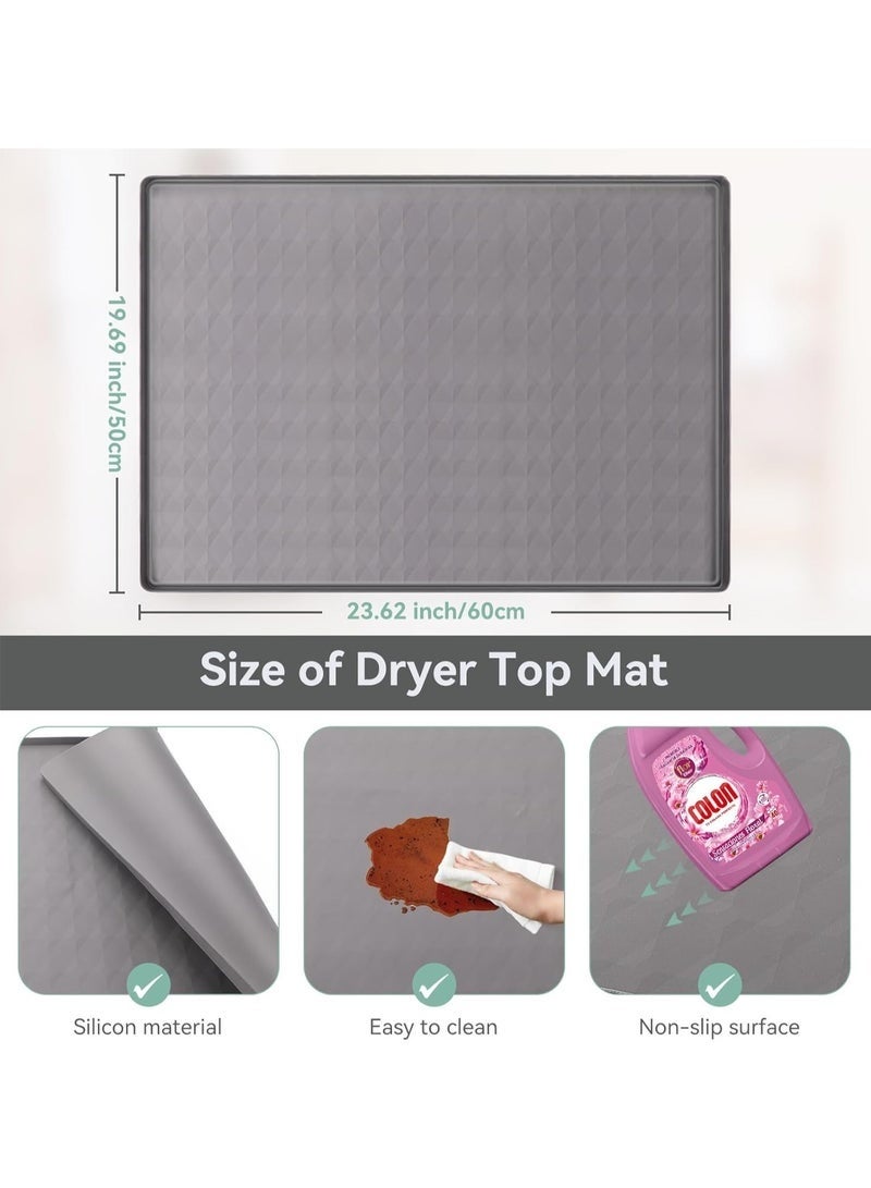 Arabest حماية سطح الغسالة والمجفف، 23.6 بوصة × 19.7 بوصة حصيرة مطاطية سيليكون للغسالة والمجفف، غطاء علوي مقاوم للانزلاق وقوي ومائي وقابل للغسل للاستخدام في المطبخ وغرفة الغسيل بالمنزل - Image 2