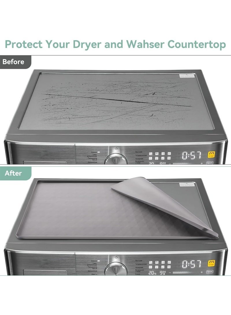 Arabest حماية سطح الغسالة والمجفف، 23.6 بوصة × 19.7 بوصة حصيرة مطاطية سيليكون للغسالة والمجفف، غطاء علوي مقاوم للانزلاق وقوي ومائي وقابل للغسل للاستخدام في المطبخ وغرفة الغسيل بالمنزل - Image 4
