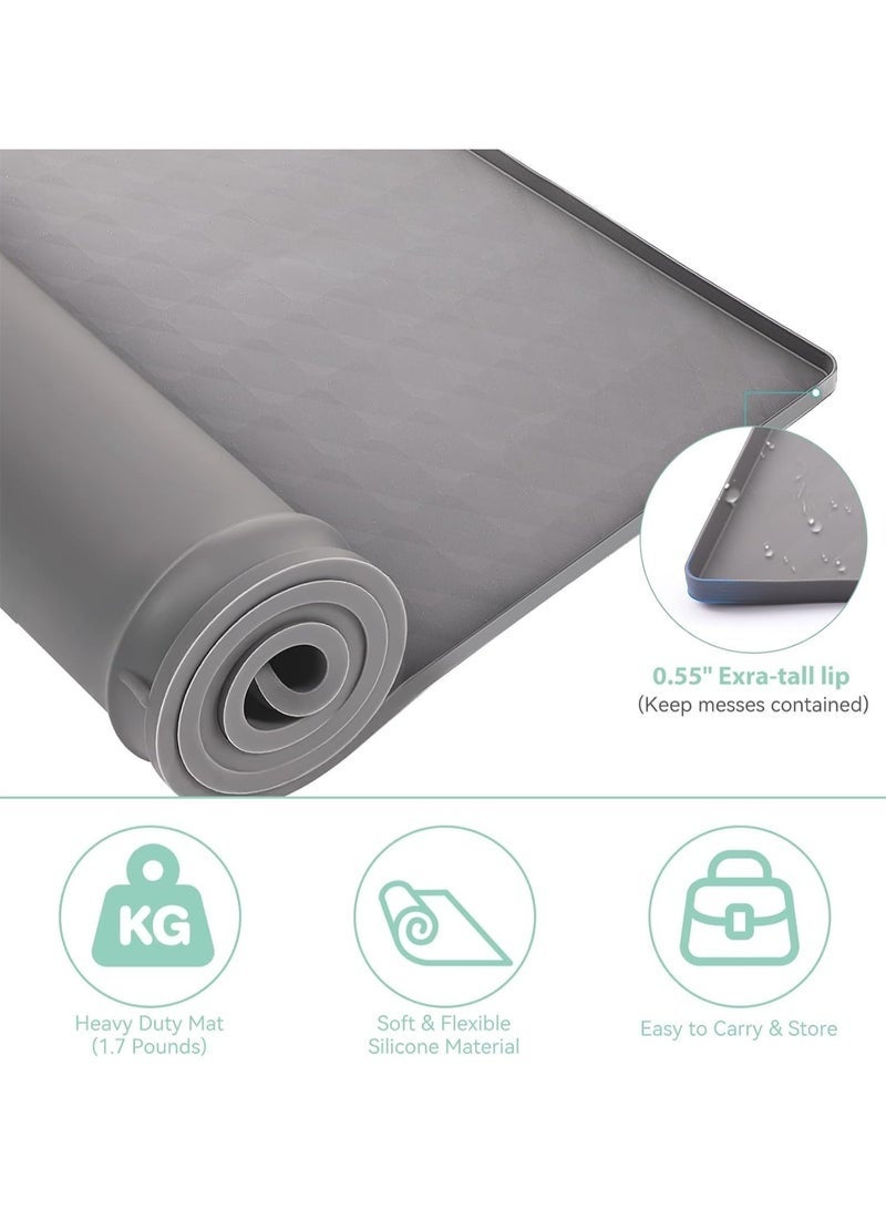 Arabest حماية سطح الغسالة والمجفف، 23.6 بوصة × 19.7 بوصة حصيرة مطاطية سيليكون للغسالة والمجفف، غطاء علوي مقاوم للانزلاق وقوي ومائي وقابل للغسل للاستخدام في المطبخ وغرفة الغسيل بالمنزل - Image 3