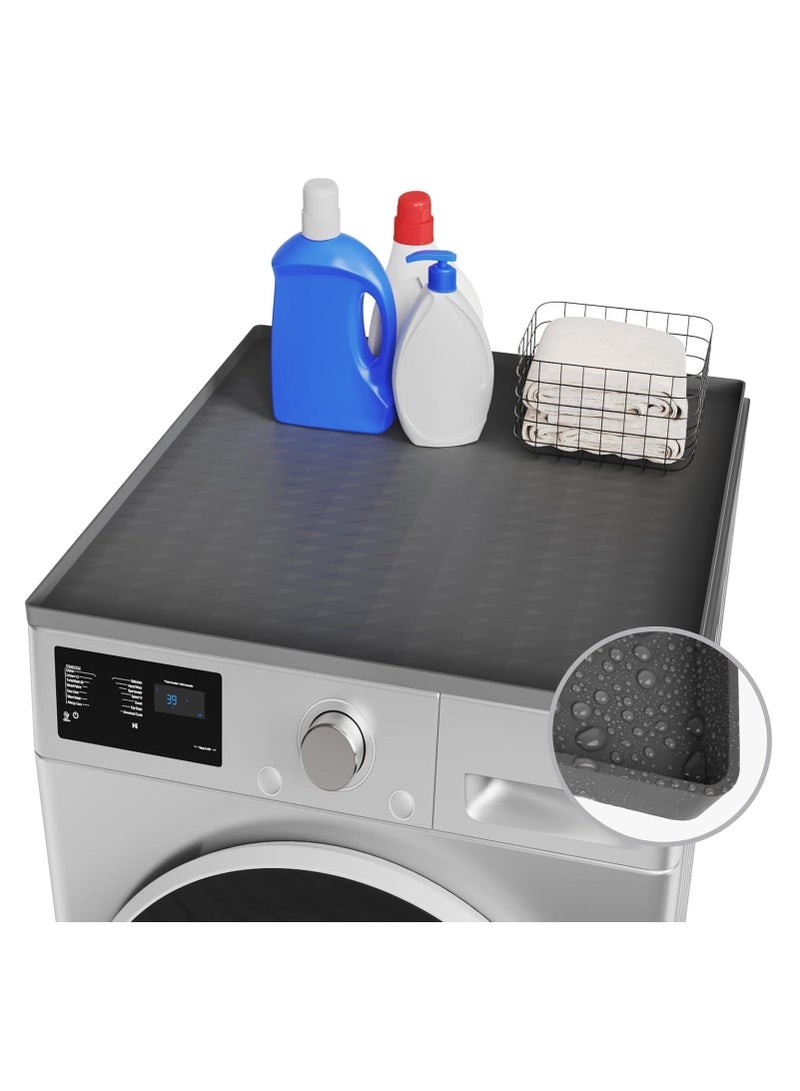 Arabest حماية سطح الغسالة والمجفف، 23.6 بوصة × 19.7 بوصة حصيرة مطاطية سيليكون للغسالة والمجفف، غطاء علوي مقاوم للانزلاق وقوي ومائي وقابل للغسل للاستخدام في المطبخ وغرفة الغسيل بالمنزل - Image 1