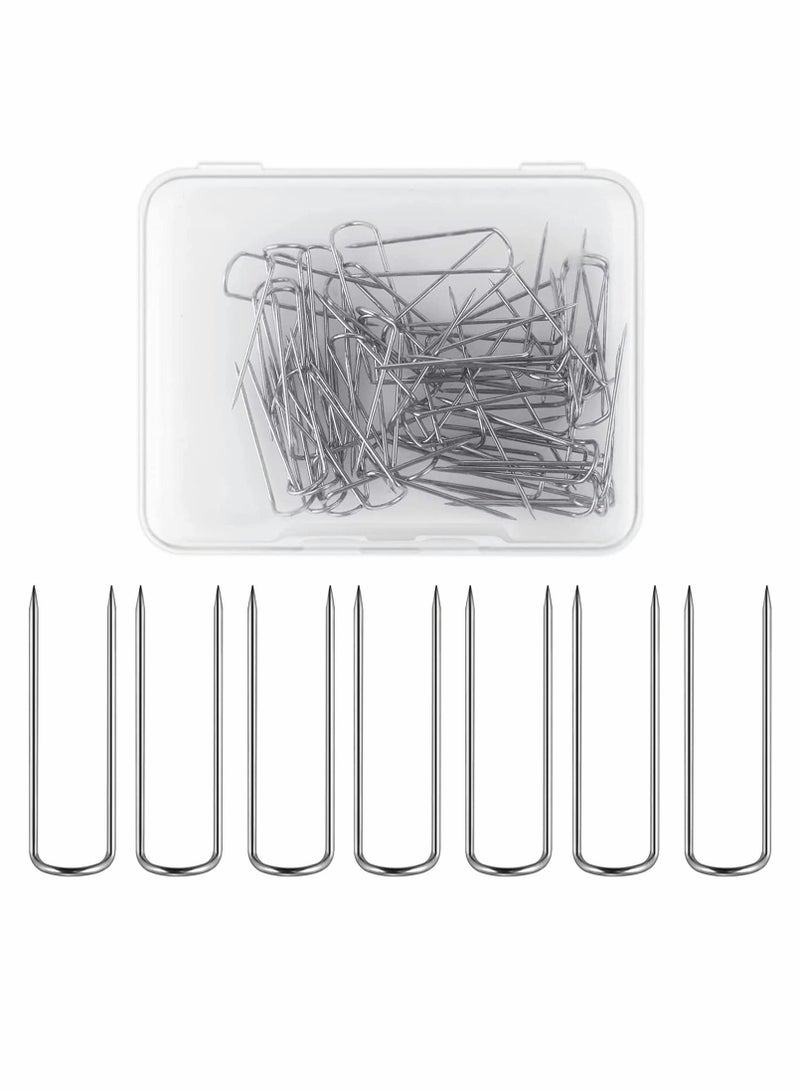 Excefore Sewing U-Pins, 50 Pcs Metal U Pins Needlecrafts Pins Double Blocking Pins Multipurpose Straight Pins for DIY Sewing Jewelry Craft Making Fabric Decor (0.91 Inch/0.5cm) - Image 1
