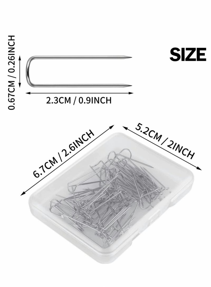 Excefore Sewing U-Pins, 50 Pcs Metal U Pins Needlecrafts Pins Double Blocking Pins Multipurpose Straight Pins for DIY Sewing Jewelry Craft Making Fabric Decor (0.91 Inch/0.5cm) - Image 2