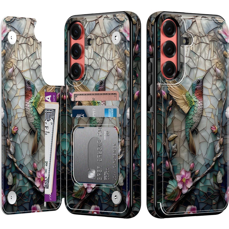 Goodon for Samsung Galaxy S26 Ultra Wallet Case with Card Holder,RFID-Blocking,Aesthetic Vintage Floral Shell,Trendy Unique Cool Retro Protective Phone Cover for Women Girls - Hummingbird Floral - Image 1