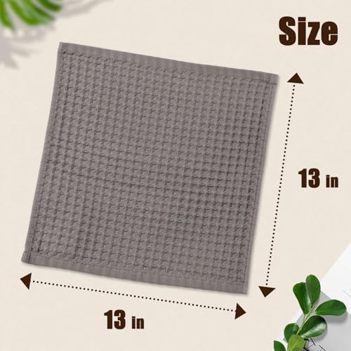 Cleanbear Classic Waffle Washcloths 100 Cotton Face Towels Absorbent and QuickDrying Soft Washcloths 12 Pack for Face and Body 13 x 13 Inches Gray - Image 3
