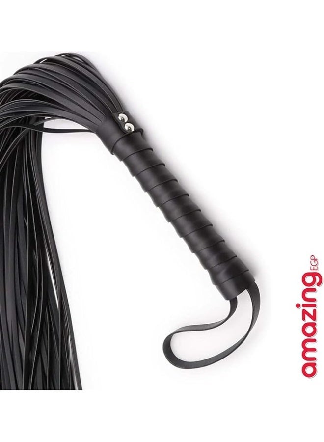 amazing.EGP AmazingEGP | Black Faux Leather Riding Crop, 39cm Length, PU Material with Plastic Handle, Metallic Accents, Costume Accessory for Halloween, Cosplay, Theater - Image 5