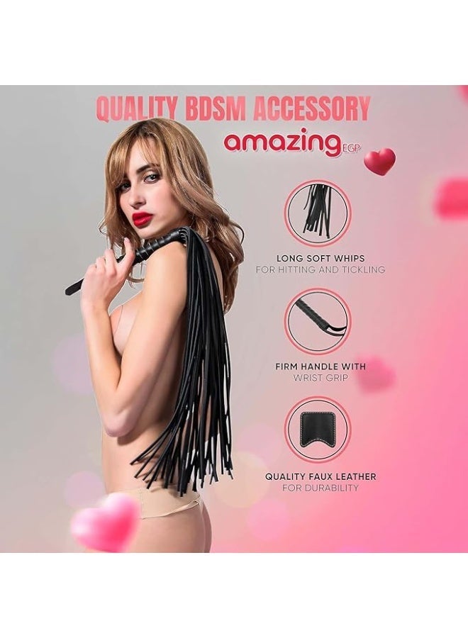 amazing.EGP AmazingEGP | Black Faux Leather Riding Crop, 39cm Length, PU Material with Plastic Handle, Metallic Accents, Costume Accessory for Halloween, Cosplay, Theater - Image 4