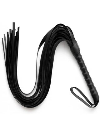 AmazingEGP | Black Faux Leather Riding Crop, 39cm Length, PU Material with Plastic Handle, Metallic Accents, Costume Accessory for Halloween, Cosplay, Theater